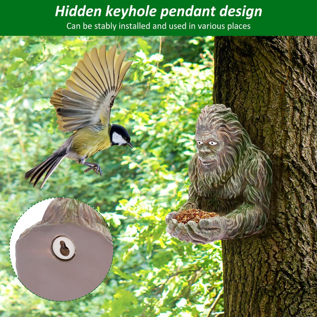 Big-foot Bird Feeder Resin Creative Bird Feeder Weatherproof Tree Mounted Outdoor Sculpture Bird Feeding Tools Garden Decoration