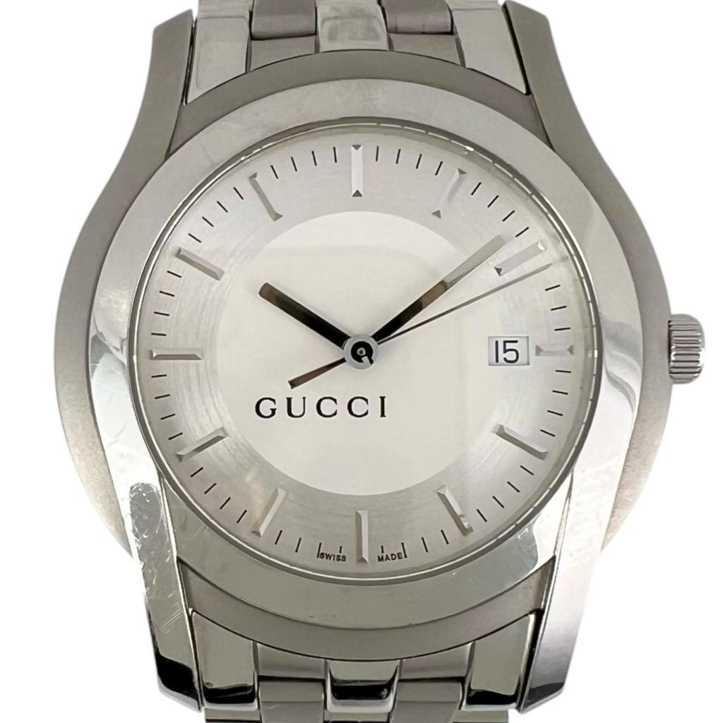 Gucci G Class Watches 5500XL whiteDial Stainless Steel Quartz Analog Display Mens Used