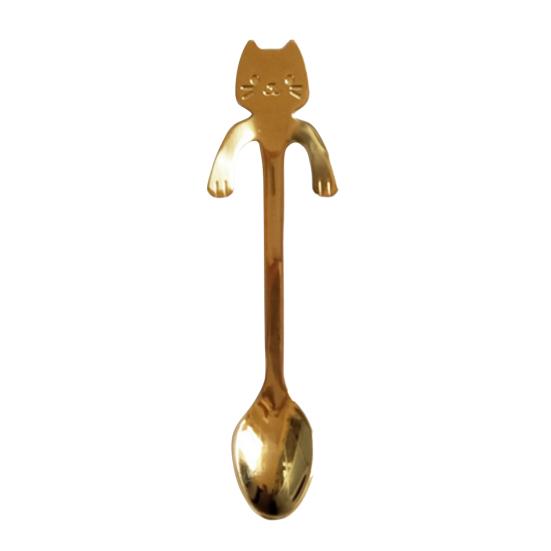 1Pc 304 Stainless Steel Mini Cat Coffee Tea Hanging Cup Spoon Kitchen Gadget AVE