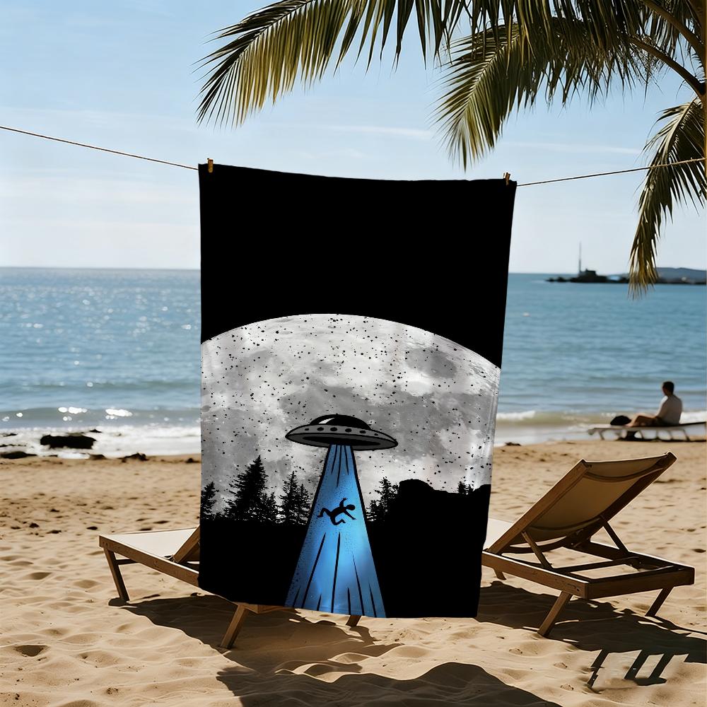 UFO Handtuch Strand Schnelltrocknend Weich Poolhandtücher Geschenk für Reise Fitnessstudio Dusche Camping Sport