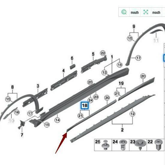 BMW F48/F49 X1 Front Sill Trim - Part Numbers 51137352091, 51137352092