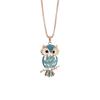 Fashion Women Colorful owl Crystal    Rhinestone Cute Pendant Sweater Necklace