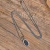 Men Necklace, Oval Round Pendant, Stainless Steel Minimalist Black Pendants.French Style Vintage Men Jewelry