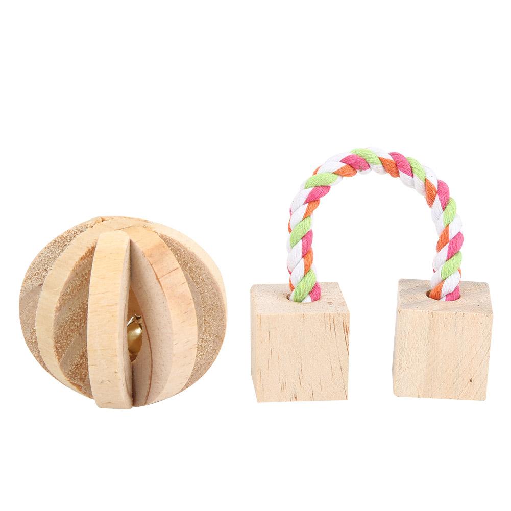 Wooden Small Pet Chewing Playing Biting Toy Set for Hamster Chinchilla Rabbit(seven piece )
