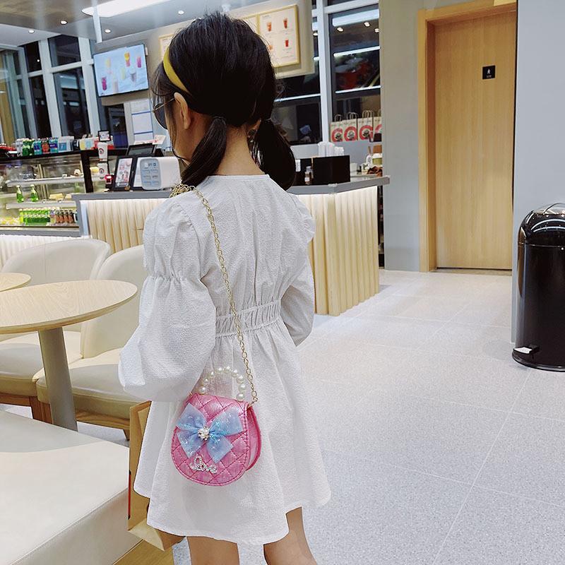 Adorable Mini Pu Leather Princess Handbag For Kids With Stylish Pearl Accents