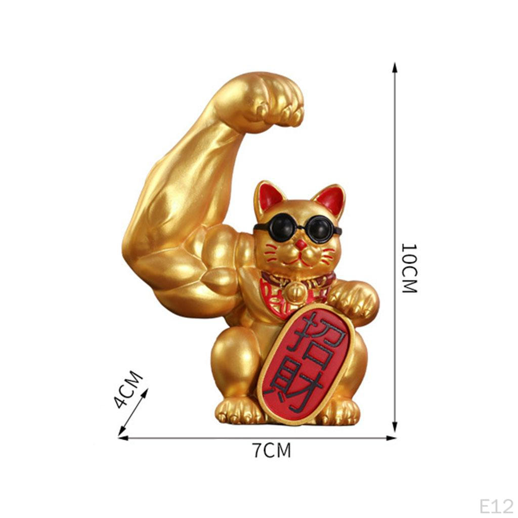 Cat Figurine Sculptures Resin Fengshui Statue Wealth Car Decoration Ornament Accessory