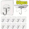 Transparent Stainless Steel Self-Adhesive Hooks Bathroom Towel Clothes Storage Sticker Hook Key Hangers Storage Holder