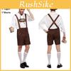 Stylowy Męski Strój Oktoberfestowy Cosplay z Jednolitą Koszulą i Szelkami