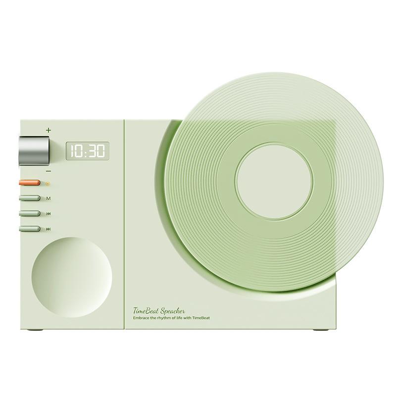Portable Retro Vinyl Bluetooth Speaker with USB Charging, TF Card Support & Clock