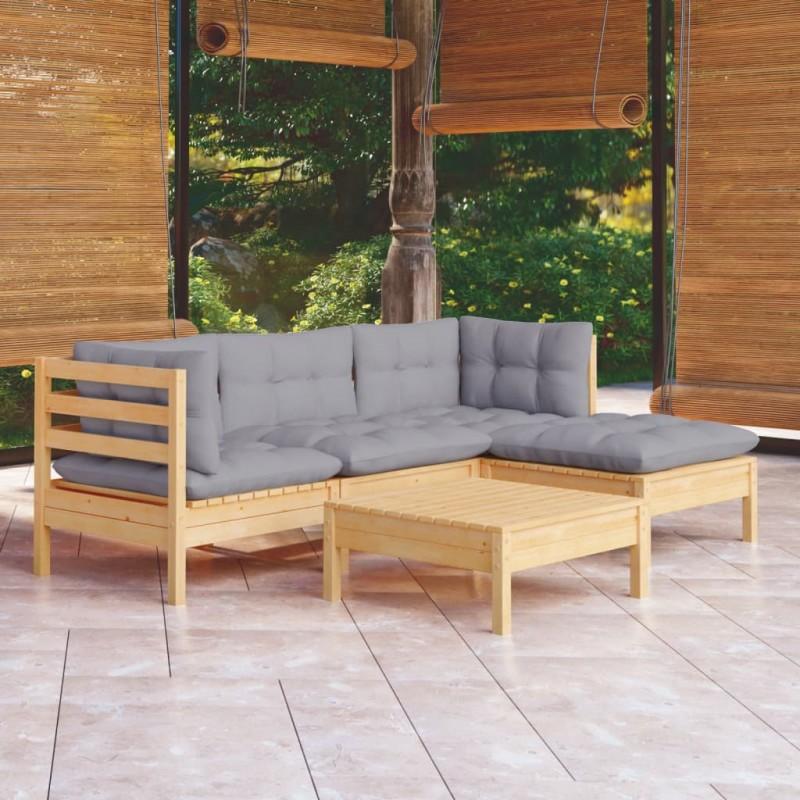 Day and Night - Day and Night Garden Furniture Set 5 Pieces and Pine Wood Cushions