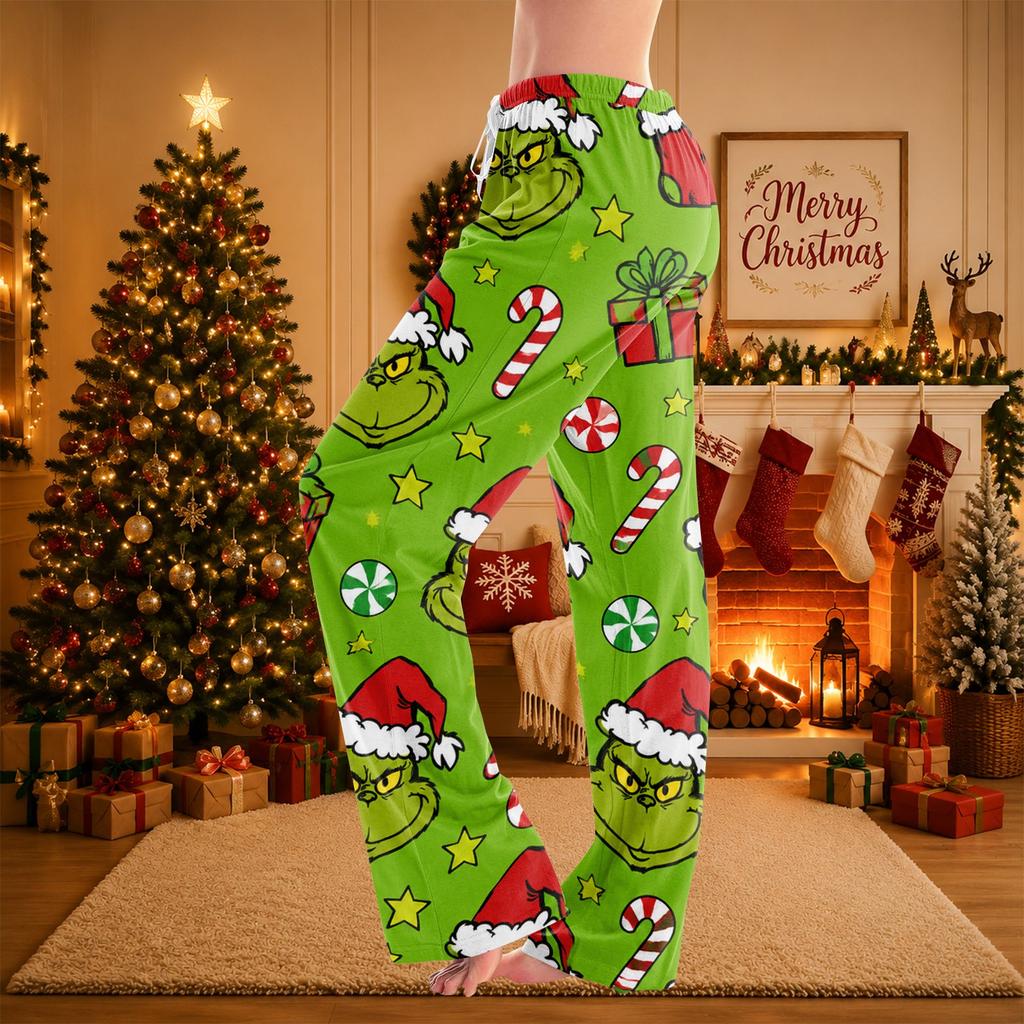Women's Christmas Printed Pajama Pants, Festive Comfortable Sleep Pants, No Pockets