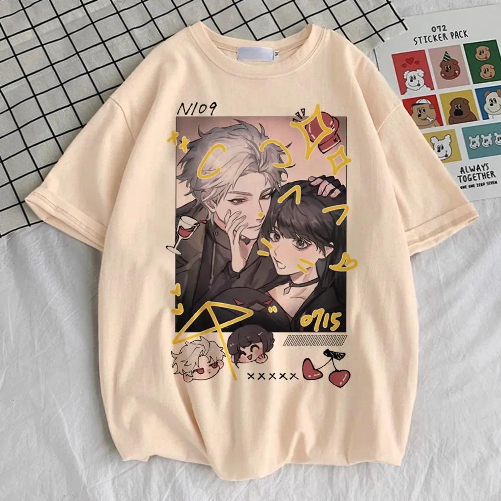 Liebe und Deepspace Chibi Jungen Collage T-Shirt, Unisex Otome Spiel Anime Streetwear Tee, 100% Baumwolle Lässiges Kurzarm Oberteil