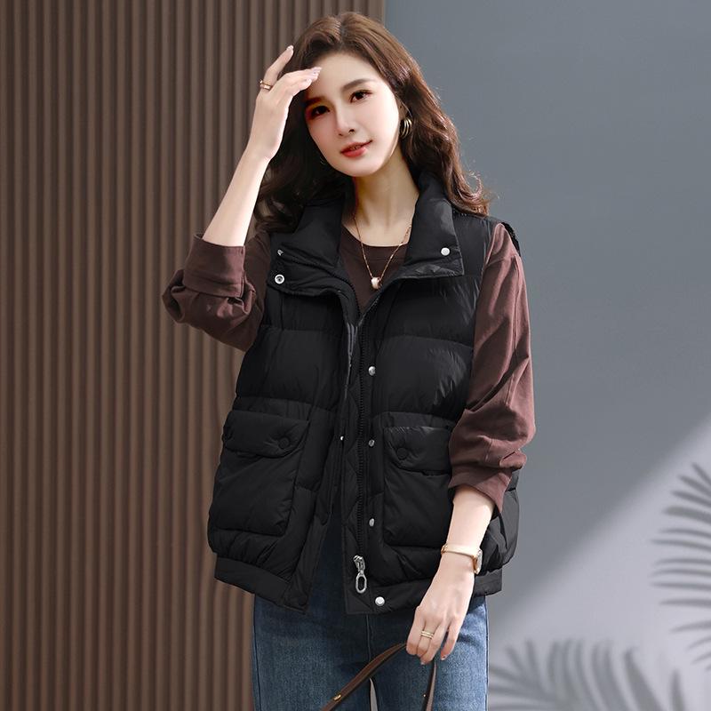 

Женский зимний повседневный легкий жилет из пуха белой утки 2024 M (recommended for 50-60 kg) чёрный