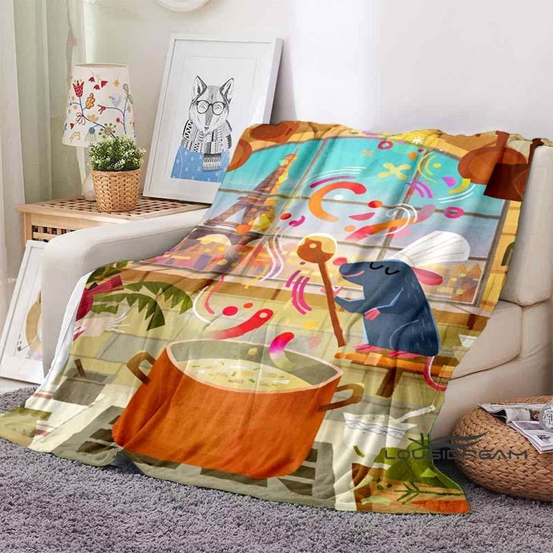 Coperta in flanella del cartone animato Ratatouille, calda e morbida per la primavera, adatta sia per uomini che per donne, bellissima coperta per il soggiorno,