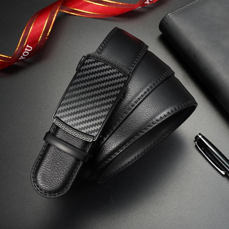 

Men s Automatic Buckle Belt Suit Business Middle-aged and Elderly Jeans Belt 130cm