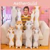 Cat Cartoon Long Pillow Animal Down Cotton Plush Stuffed Toy Decoration Holiday