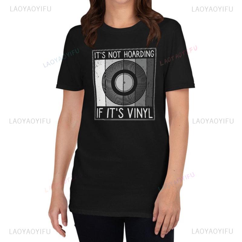 Camiseta de Algodón Disco de Vinilo No es Acaparar Si Son Vinilos Regalo Divertido para DJ Coleccionistas de Discos Tops Camiseta Unisex Estética Streetwear