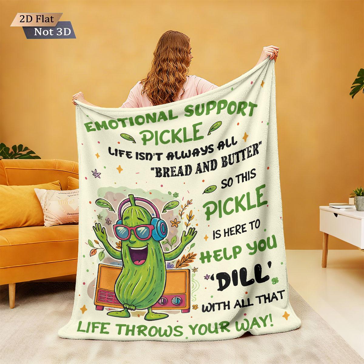 

1pc Pickled Cucumber Text Theme Printed Flannel Blanket Multiple Sizes Comfortable Soft Casual Machine Washable Cover Blanket 75cmx90cm