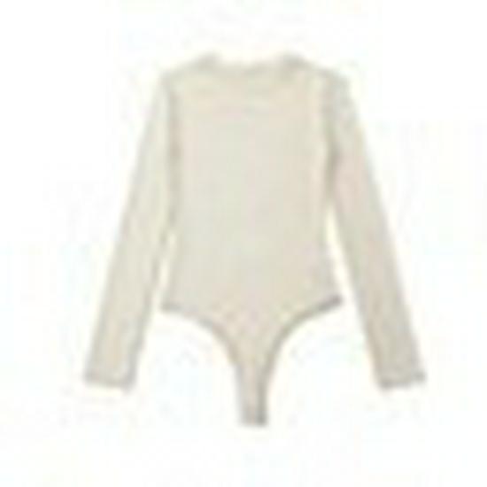 2024 Summer Mesh See-Through Round Neck Long Sleeve Bodysuit