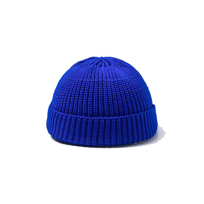 Trendy Wool Blend Beanie For Women Men With Solid Color And Wind Resistance For Fall NavyBlue