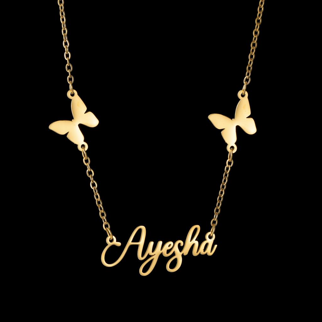 Atoztide Custom Name Necklace for Women Stainless Steel Jewelry Butterfly Nameplate Choker Chain Personalized Birthday Gift