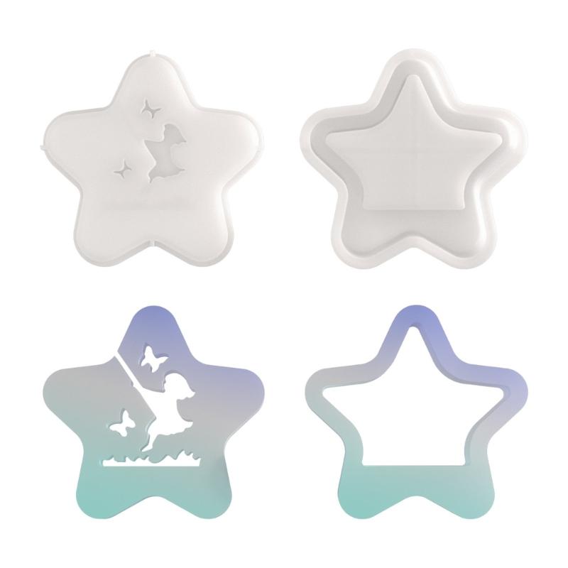 Flexible Silicone Home Decoration Mold Hollow out Star Shaped Candlestick Mould Gypsum Mould for Atmosphere Light 1