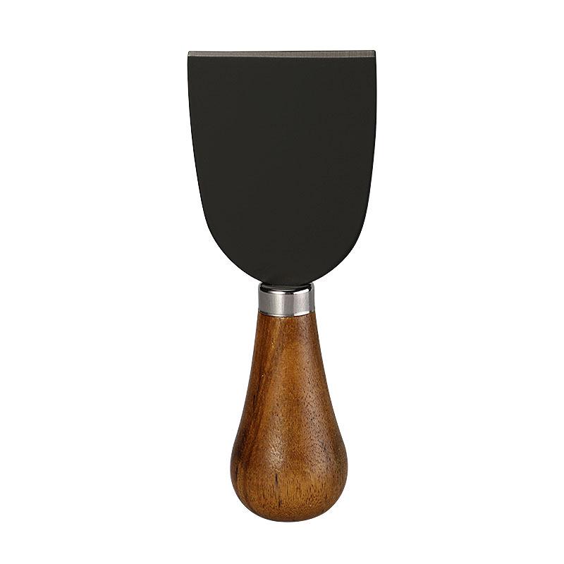 Black Stainless Steel Cheese Knife Set with Acacia Wood Handles & Western Cutlery - Self-Standing Cheese Knife, Fork & Spatula