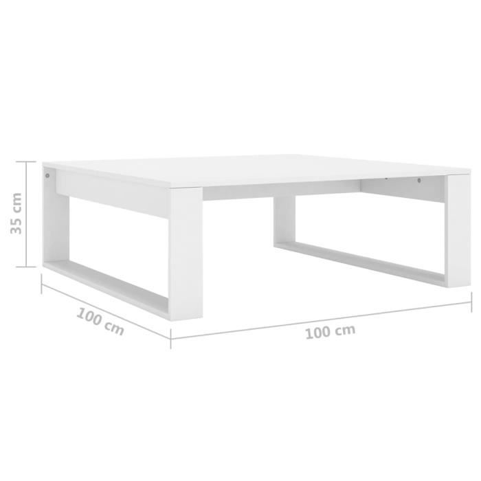 VidaXL Table basse Blanc 100x100x35 cm Aggloméré