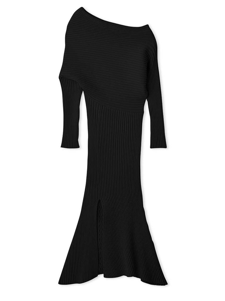 Asymmetric Knit Dress SWNO245123BLKF One-shoulder