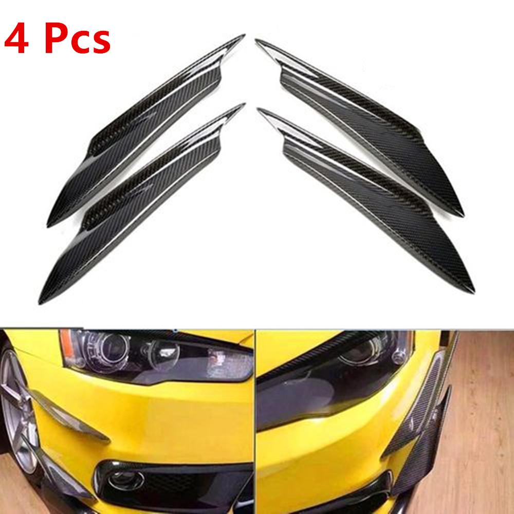 

4Pcs Carbon Fiber Look Car Front Bumper Lip Splitter Fins Body Spoiler Universal