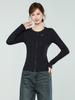 Navy blue twist long-sleeved knitted sweater jacket winter new bottoming shirt with slim-fitting thickened cardigan top women