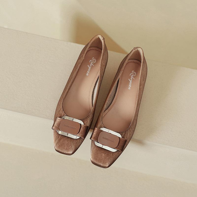 Thick Heel Square Head Shallow Mouth Single Shoes 2025 New Low Heel Spring and Autumn Women's Shoes French Not Tired Feet High Heels Women's Black