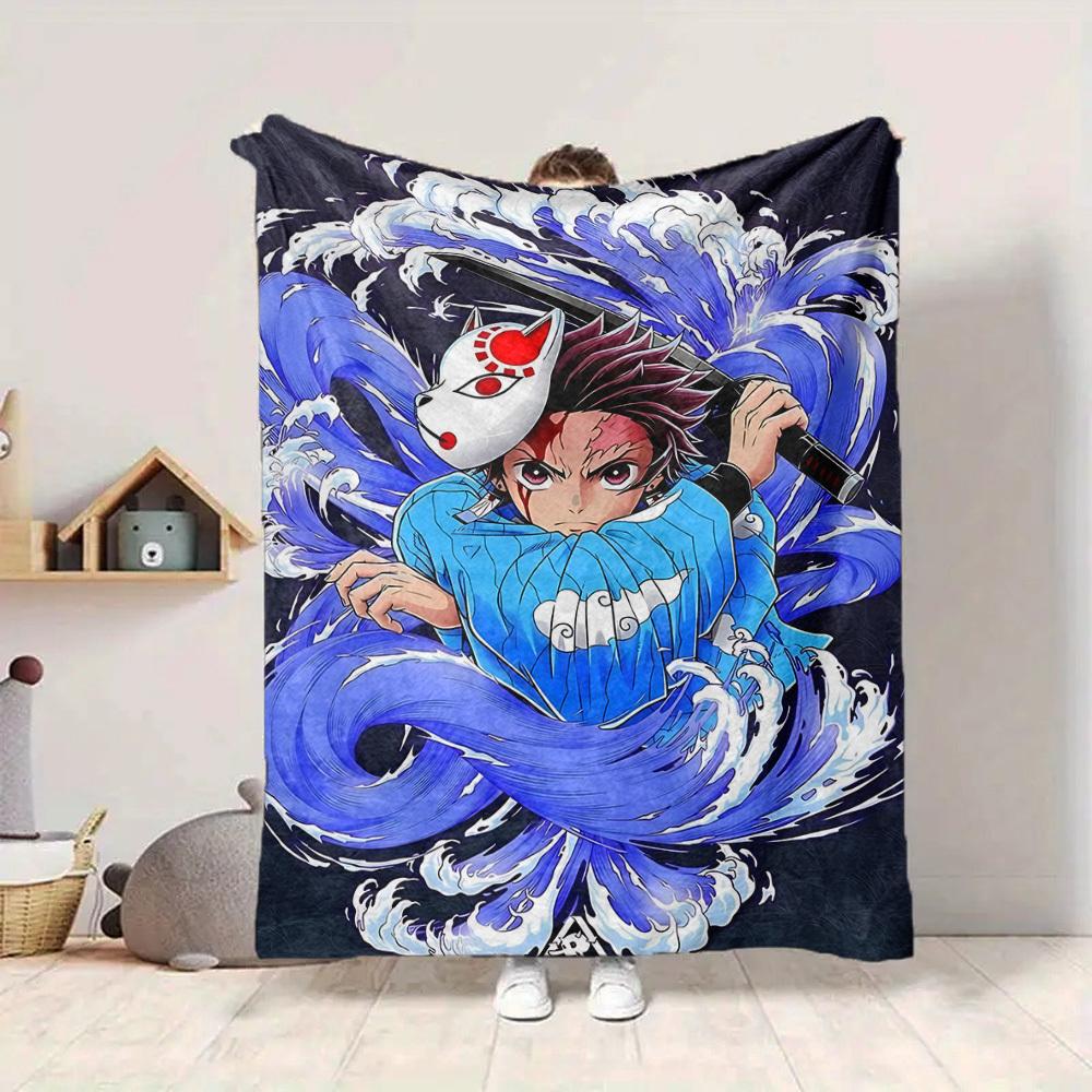 1pc Demon Slayer Blanket Soft All Season Throw with Vibrant Design, Perfect for Home, Travel, and Gifts, Ideal for Naps and Camping