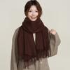 Women's Faux Cashmere Scarf - Artistic Korean Style, Thickened for Autumn/Winter, Solid Color, Neck Warmer