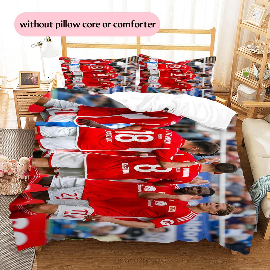 Union Berlin Players Pattern Bedding Home Decoration Birthday Gift ( 1 Duvet Cover + 2 Pillowcase, Without Core),fan Merchandise.