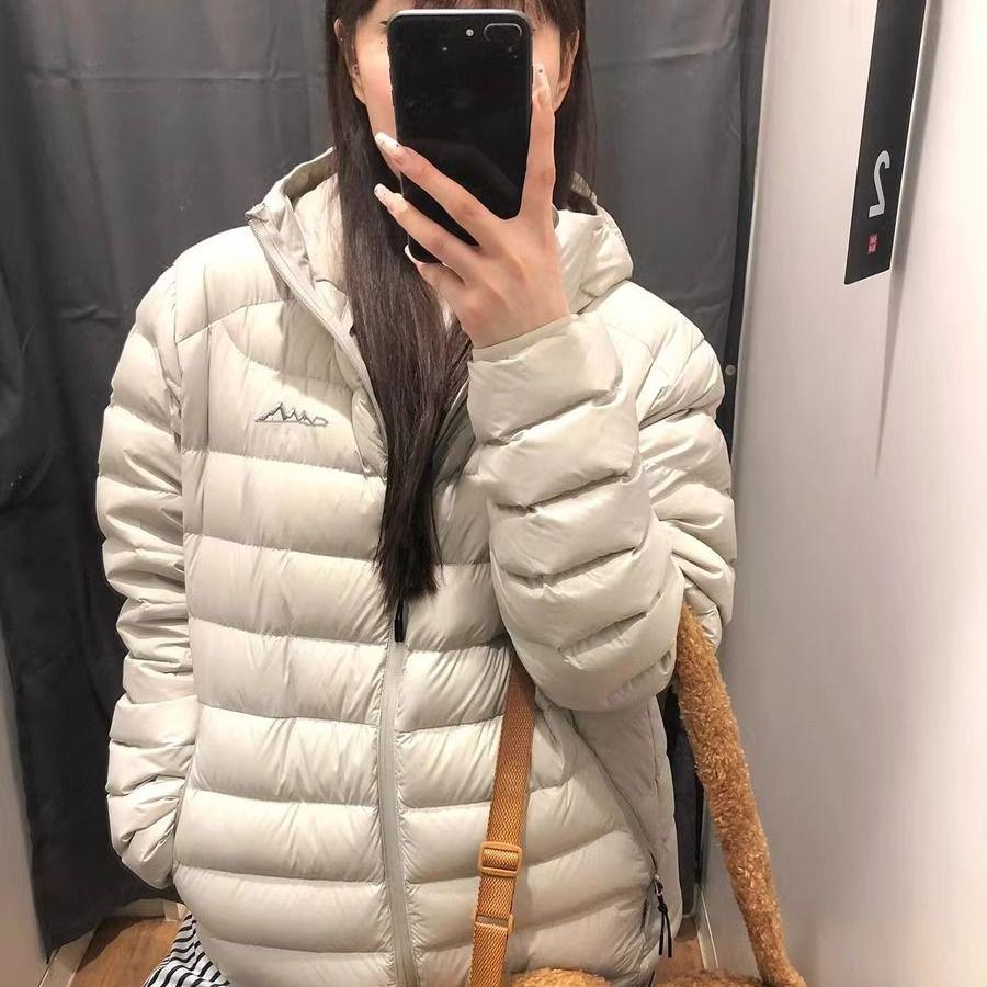 

2024 Women s Lightweight Ribbed Down Jacket: Short, Thickened White Duck Down, Casual Sporty Hooded Winter Outerwear XL