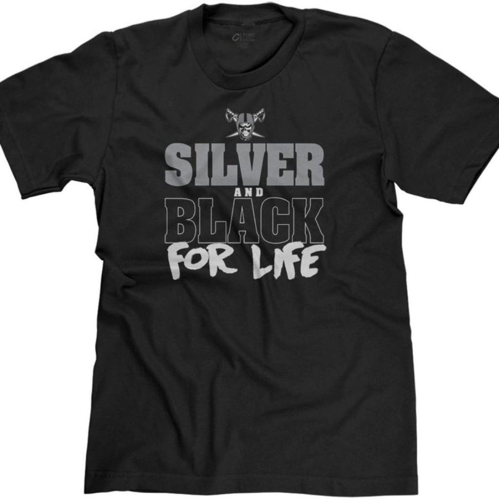 Silvery and Black for Life Oakland Fan Parody Men's T-Shirt Graphic Short Sleeve Shirt Unisex Men Women Summer