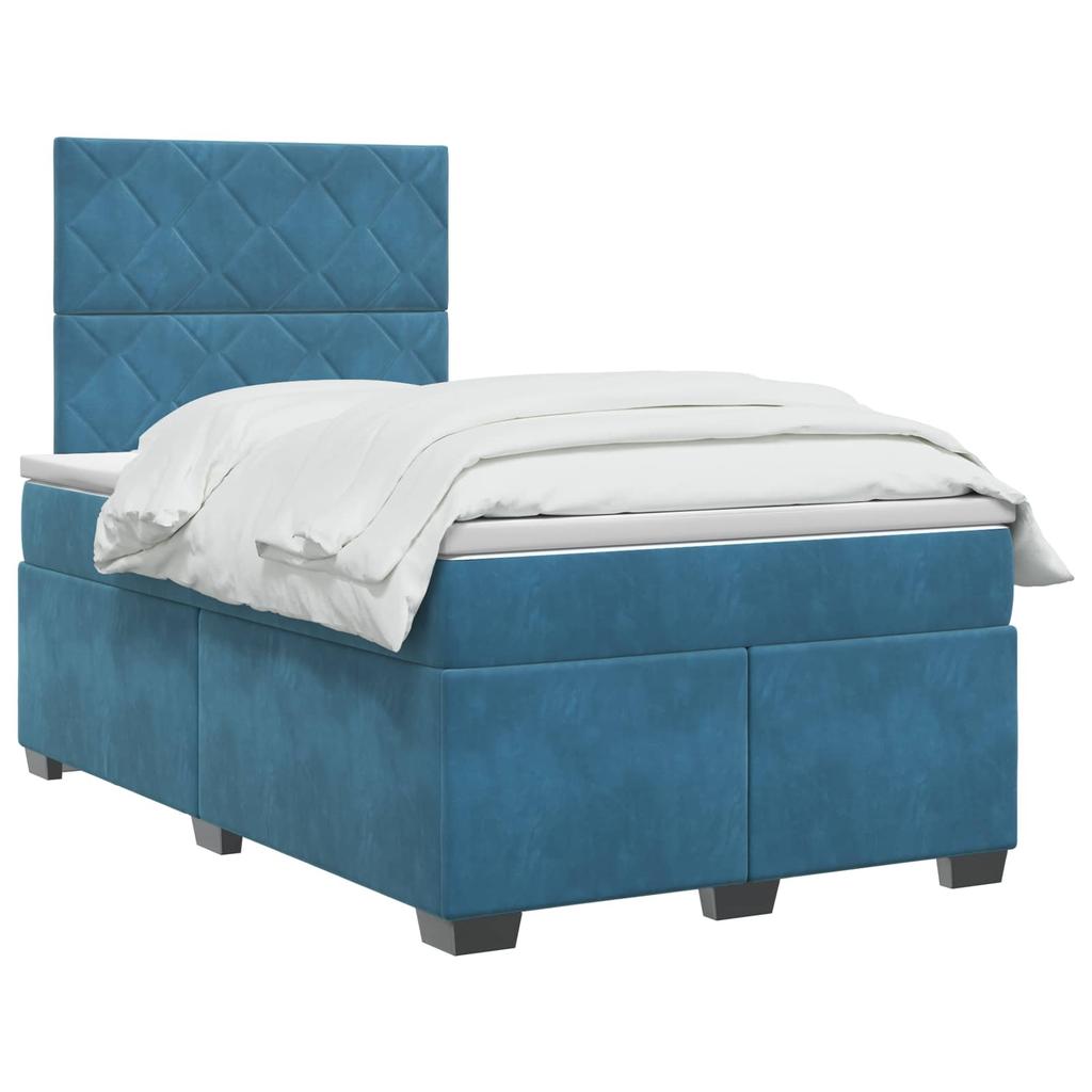Boxspring Bed with Mattress and Headboard Blue 120 X 200 Cm Velvet