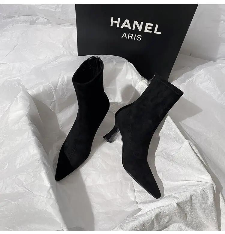 Fashion Winter Square Toe Woman Ankle Boots Fashion Square Heels Shoes Concise Femmes Mordern Short Botines De Mujer 2025 New