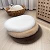 Luxurious Faux Rabbit Fur Round Pet Bed - Ultra-Soft, Warm Cream-Colored Cat & Dog Mat for Cozy Sleep and Snuggle