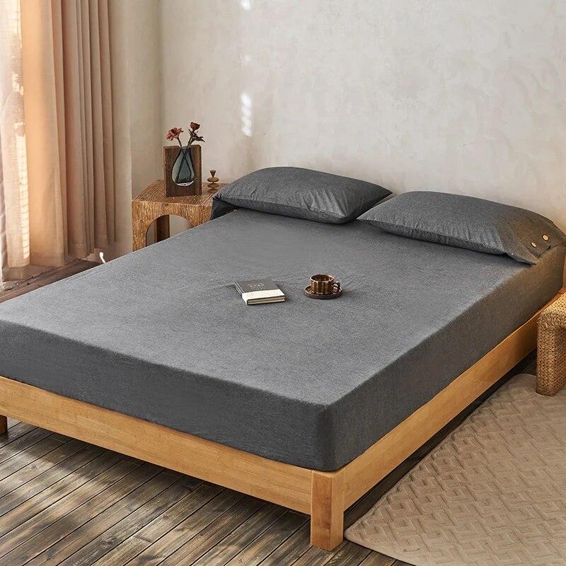 

Простыня класса А, окрашенная в хлопчатобумажную пряжу, покрывало из стираного хлопка, однотонный защитный чехол для матраса, покрывало 90x200/150x200 Pillowcase48x74cmx2