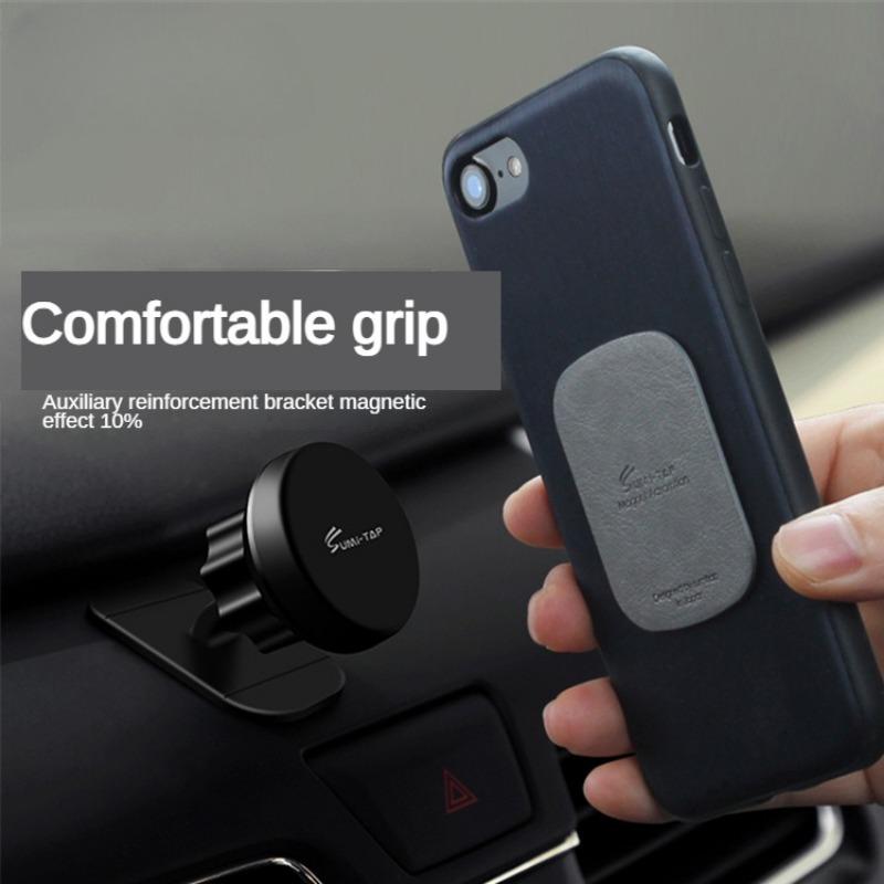 

Кожаный квадратный магнитный диск из 2 предметов, магнитный автомобильный держатель для телефона, аксессуары, железная нашивка, универсальный чёрный