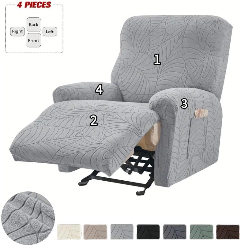 4Pcs/Set Nordic Recliner Sofa Cover 1Seater Jacquard Anti-Slip Armchair Slipcover Relax Home Single Couch Covers For Living Room