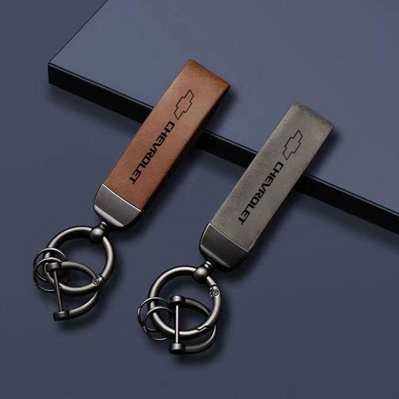 Car Vintage Leather Keychain Ring Zinc Alloy Chain Key For Chevrolet Cruze Spark Captiva Suburban Camaro Malibu Silverado