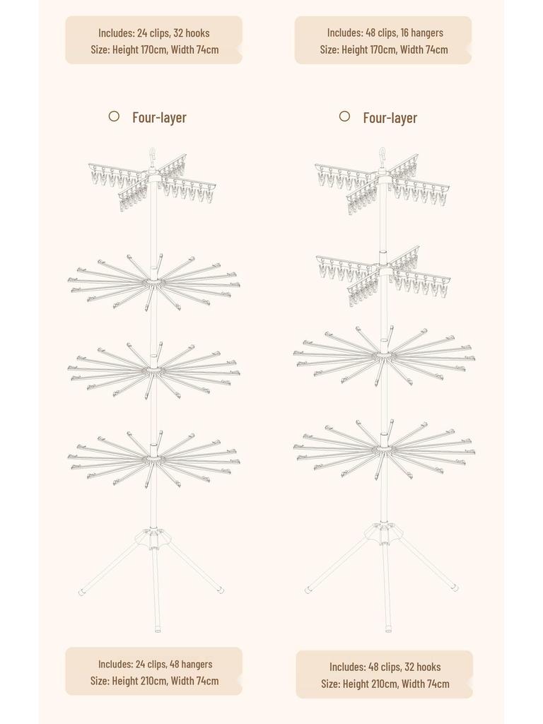 Rotatable Baby Clothes & Diaper Drying Rack - Multi-Size Newborn Towel Rack