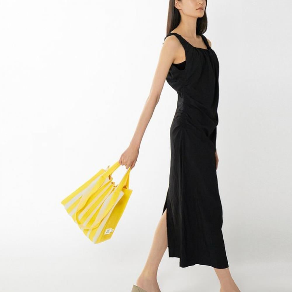 Pleatsmama Two Way Shopper Bag Yellow Stripe