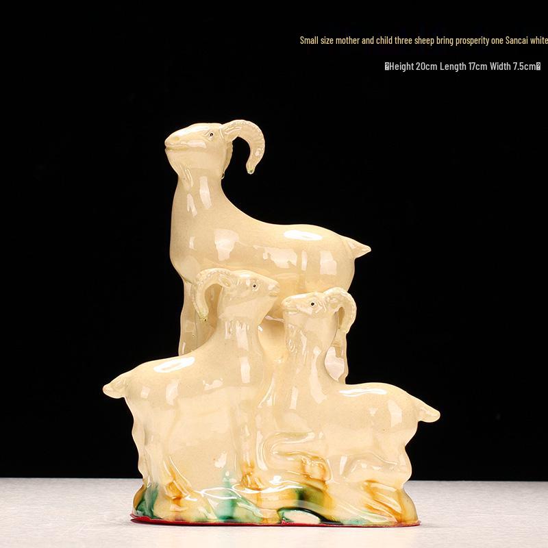 Boyixuan Three Sheep Tang Sancai Ceramic Ornament: Fortune-Bringing Living Room Decoration