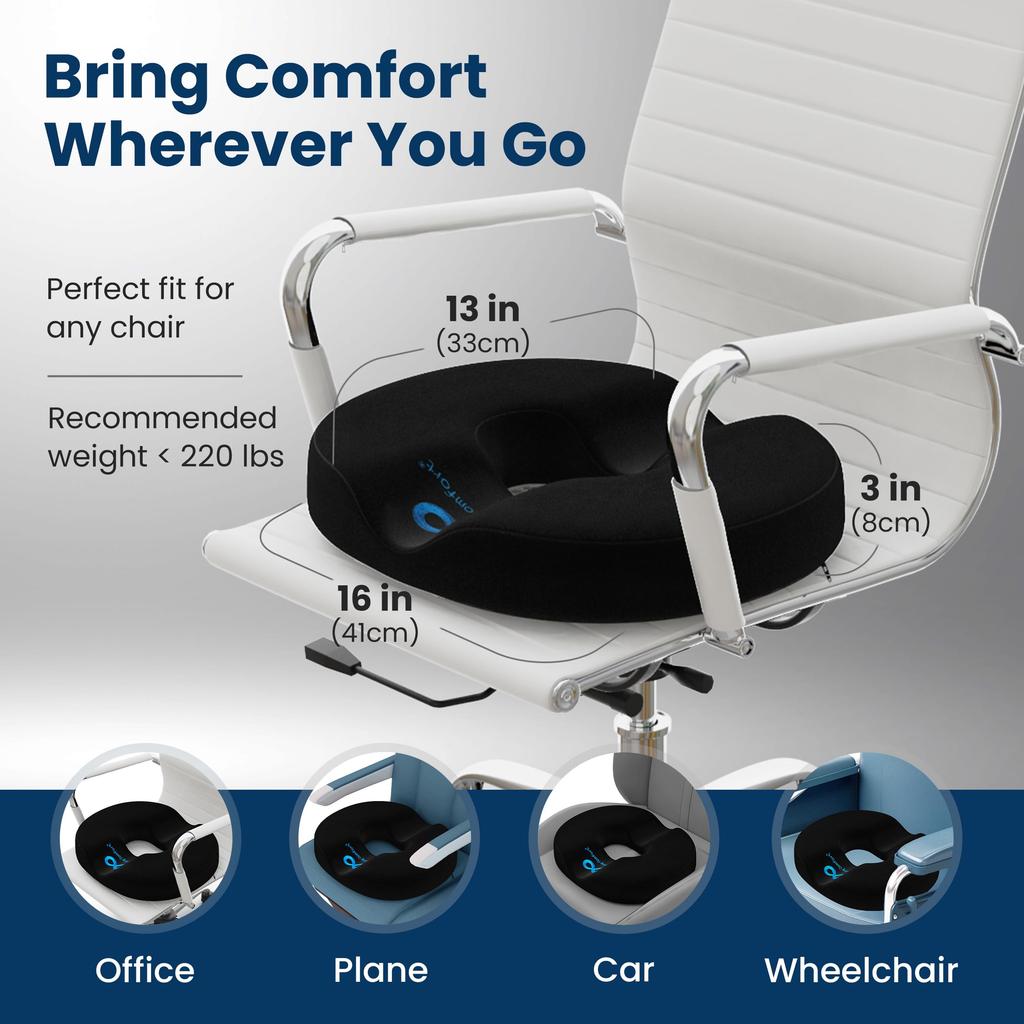 Everlasting Comfort Round Seat Cushion Ergonomic Donut Cushion 2 In 1 Round Seat Cushion with Memory Foam for Comfortable Sitting -