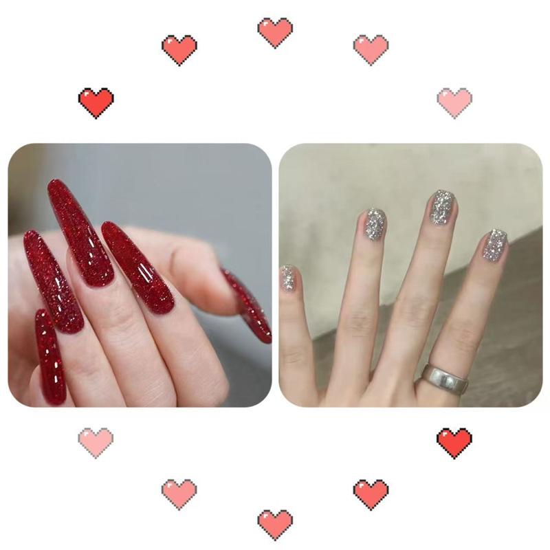 Wine Red Glitter Peel-Off Nail Polish - Long-Lasting Shiny Crystal Burst, 2026 New Internet Celebrity Favorite