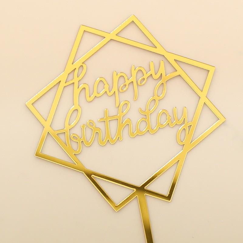 10pcs Multiple Styles Happy Birthday Cake Topper Black Gold Cake Toppers Baby Shower Cake Birthday Party Cake Flag Decorations